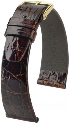 Dark brown leather strap Hirsch Prestige M 02208110-1 (Crocodile leather)