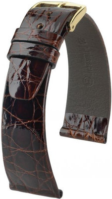 Dark brown leather strap Hirsch Prestige M 02308110-1 (Crocodile leather)