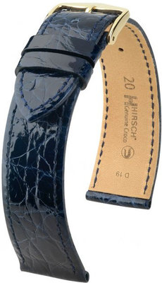 Dark blue leather strap Hirsch Genuine Croco L 01808080-1 (Crocodile leather) Hirsch Selection