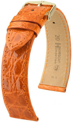 Dark orange leather strap Hirsch Genuine Croco M 01808176-1 (Crocodile leather) Hirsch Selection