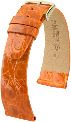 Dark orange leather strap Hirsch Prestige L 02208076-1 (Crocodile leather) Hirsch Selection