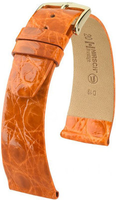 Dark orange leather strap Hirsch Prestige M 02208176-1 (Crocodile leather) Hirsch Selection