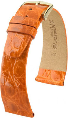 Dark orange leather strap Hirsch Prestige M 02308176-1 (Crocodile leather) Hirsch Selection