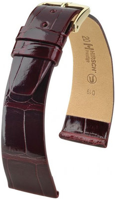 Burgundy leather strap Hirsch Prestige L 02207060-1 (Alligator leather) Hirsch Selection