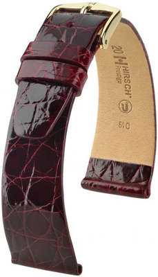 Burgundy leather strap Hirsch Prestige L 02208060-1 (Crocodile leather) Hirsch Selection