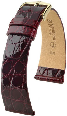 Burgundy leather strap Hirsch Prestige M 02208160-1 (Crocodile leather) Hirsch Selection
