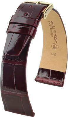 Burgundy leather strap Hirsch Prestige M 02307160-1 (Alligator leather) Hirsch Selection