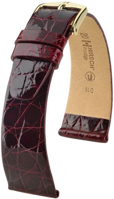 Burgundy leather strap Hirsch Prestige M 02308160-1 (Crocodile leather) Hirsch Selection