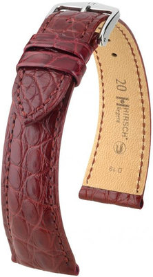 Burgundy leather strap Hirsch Regent L 04107069-2 (Alligator leather) Hirsch Selection