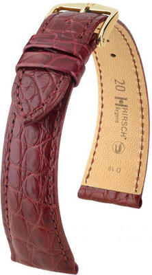 Burgundy leather strap Hirsch Regent M 04107169-1 (Alligator leather) Hirsch Selection