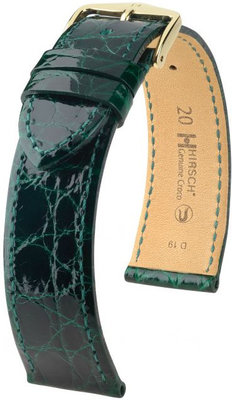 Green leather strap Hirsch Genuine Croco L 01808040-1 (Crocodile leather) Hirsch Selection