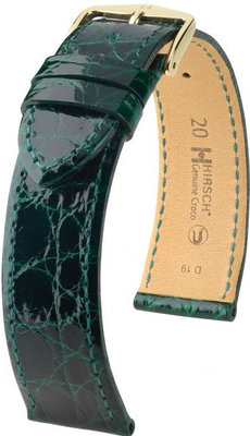 Green leather strap Hirsch Genuine Croco M 01808140-1 (Crocodile leather) Hirsch Selection