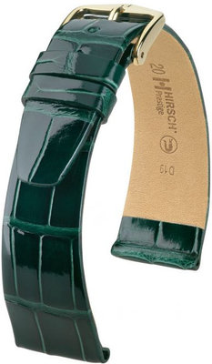 Green leather strap Hirsch Prestige L 02207041-1 (Alligator leather) Hirsch Selection
