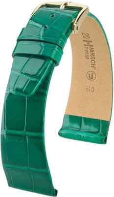 Green leather strap Hirsch Prestige M 02207140-1 (Alligator leather) Hirsch Selection