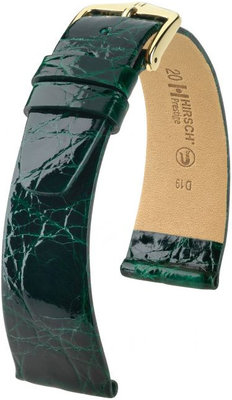 Green leather strap Hirsch Prestige M 02208140-1 (Crocodile leather) Hirsch Selection
