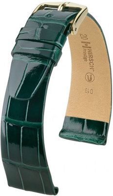 Green leather strap Hirsch Prestige M 02307141-1 (Alligator leather) Hirsch Selection
