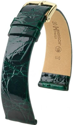 Green leather strap Hirsch Prestige M 02308140-1 (Crocodile leather) Hirsch Selection