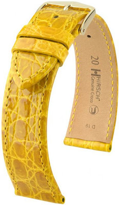 Yellow leather strap Hirsch Genuine Croco L 01808072-1 (Crocodile leather) Hirsch Selection