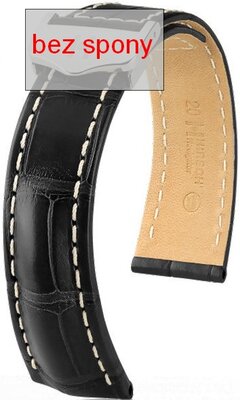Black leather strap Hirsch Navigator 07007459-2 (Alligator leather)