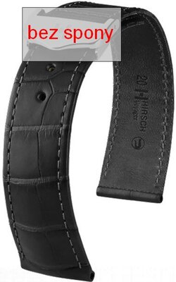 Black leather strap Hirsch Voyager 07107459-2 (Alligator leather)