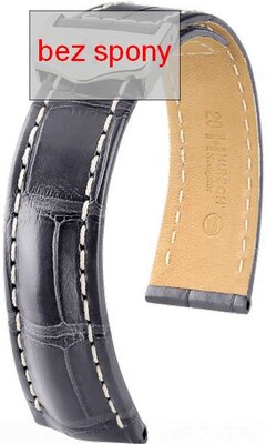 Grey leather strap Hirsch Navigator 07007439-2 (Alligator leather) Hirsch Selection