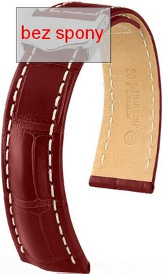 Burgundy leather strap Hirsch Navigator 07007469-2 (Alligator leather) Hirsch Selection