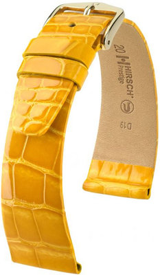 Yellow leather strap Hirsch Prestige L 02207073-1 (Alligator leather) Hirsch Selection
