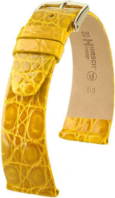 Yellow leather strap Hirsch Prestige L 02208072-1 (Crocodile leather) Hirsch Selection