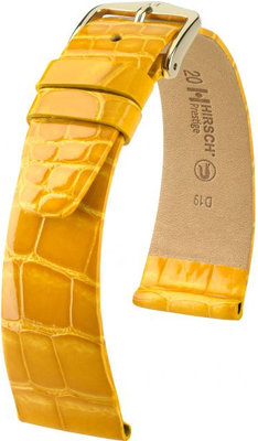 Yellow leather strap Hirsch Prestige M 02207173-1 (Alligator leather) Hirsch Selection