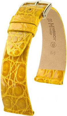 Yellow leather strap Hirsch Prestige M 02208172-1 (Crocodile leather) Hirsch Selection