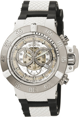 Invicta Subaqua Men 50mm Stainless Steel + Plastic White + Steel White+Transparent dial VD53 Quartz 0924