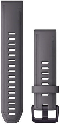 Strap Garmin QuickFit 20mm, silicone, gray, black clasp (Fenix 7S/6S/5S)