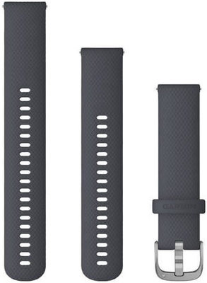 Garmin strap Quick Release 20mm, silicone dark grey, silver clasp (+ elongated part)