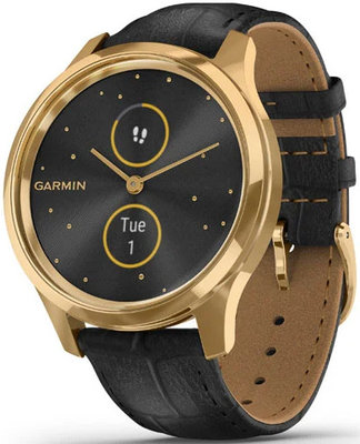 Watches Garmin Vívomove 3 Luxe, 24K Gold/BlackLeather Band