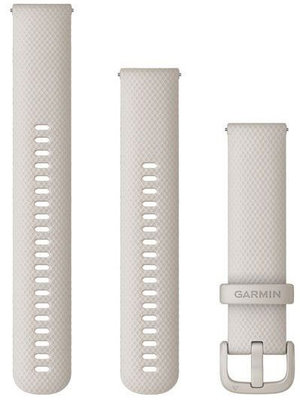 Garmin Strap Quick Release 20mm, silicone, beige, white buckle (+ elongated part) for Venu, Venu Sq, Venu 2+ etc.