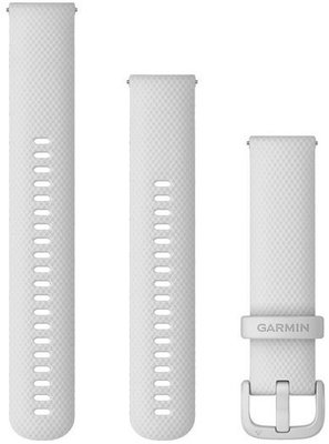 Garmin Strap Quick Release 20 mm, silicone, white, white buckle (+ elongated part) for Venu, Venu Sq, Venu 2+ etc.