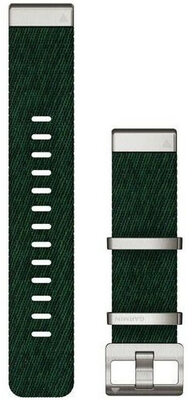 Strap Garmin QuickFit 22mm, nylon, green, silver clasp (Fenix 7/6/5, Epix 2 aj.)