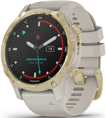 Garmin Descent Mk2S Sapphire, Gold / Sand band