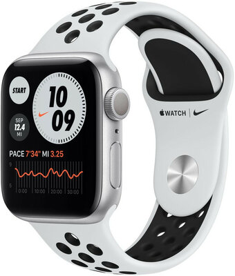 Apple Watch Nike Series 6 GPS, 40mm, Silver Aluminium Case with Pure Platinum/Black Nike Sport Band