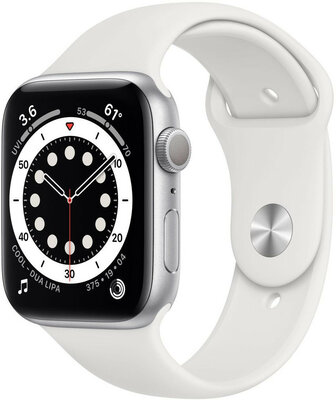Apple Watch Series 6 GPS, 44mm Silver Aluminium Case / White Sport Band - Regular