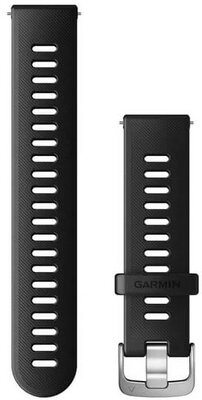 Strap Garmin Quick Release 20mm, silicone, black, silver clasp (Venu, Venu Sq, Venu 2 plus aj.)
