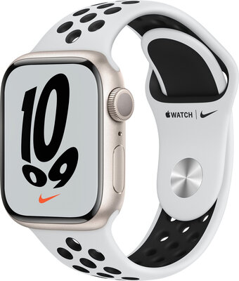 Apple Watch Nike Series 7 GPS, 41mm, Starlight Aluminium Case with Pure Platinum Nike Sport Band