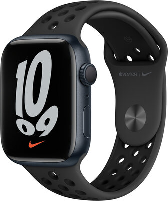 Apple Watch Nike Series 7 GPS, 45mm, Midnight Aluminium Case with Anthracite/Black Nike Sport Band