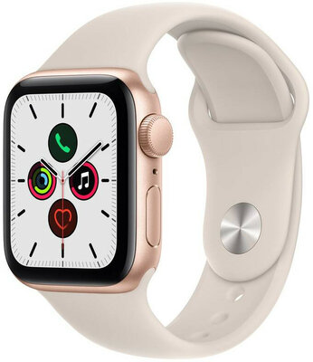 Apple Watch SE GPS, 40mm Gold Aluminium Case / Starlight Sport Band - Regular