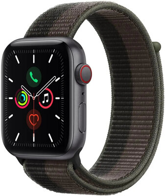 Apple Watch SE GPS + Cellular, 44mm, Space Grey Aluminium Case with Grey Sport Band