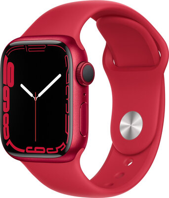 Apple Watch Series 7 GPS, 41mm, Red Aluminium with Red Sports Strap