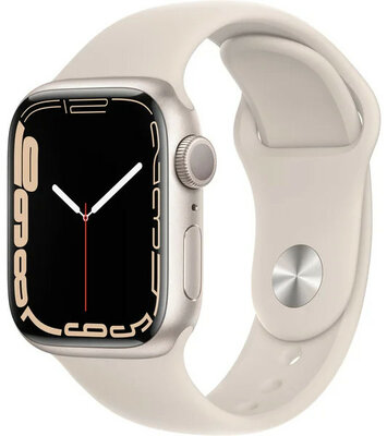 Apple Watch Series 7 GPS, 41mm, Starlight Aluminium Case with Starlight Sport Band