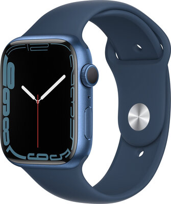 Apple Watch Series 7 GPS, 45mm, Blue Aluminium Case with Abyss Blue Sport Band