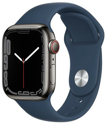 Apple Watch Series 7 GPS + Cellular, 41mm, Midnight Aluminium Case with Abyss Blue Sport Band