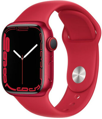 Apple Watch Series 7 GPS + Cellular, 41mm Red Aluminum Case with Red Sports Strap